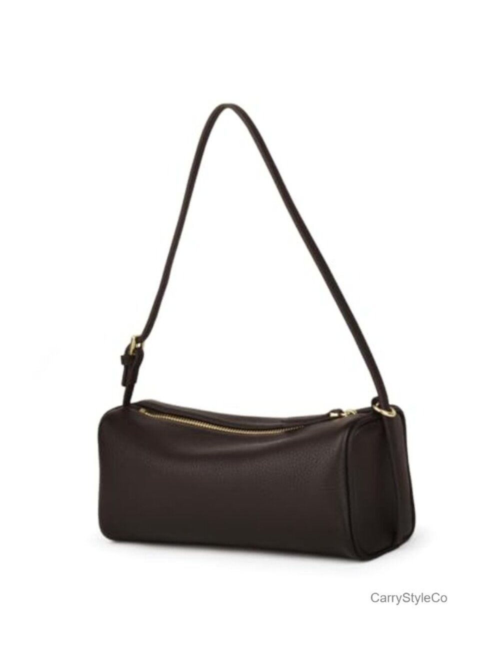 Full Grained Leather Crossbody Barrel Hobo Bag with Adjustable Strap